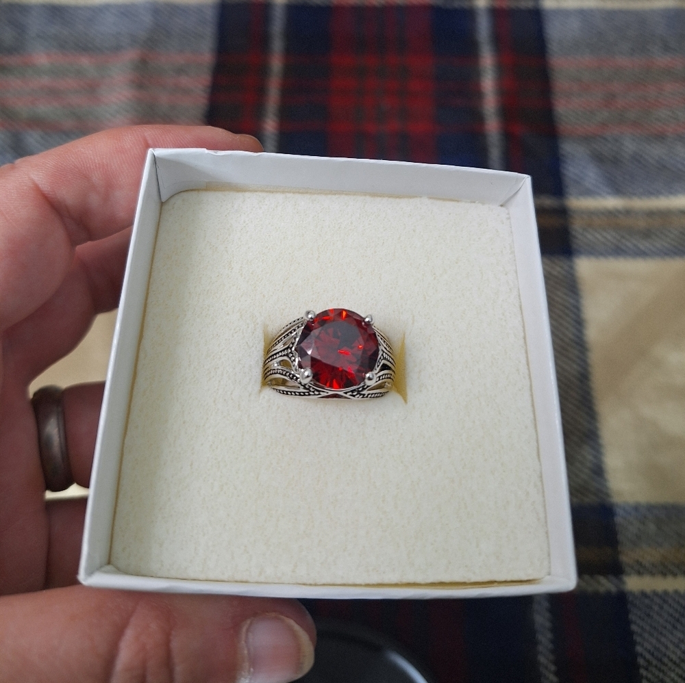 Premier Designs Ruby Ring Rhodium Overlay Size 8.5